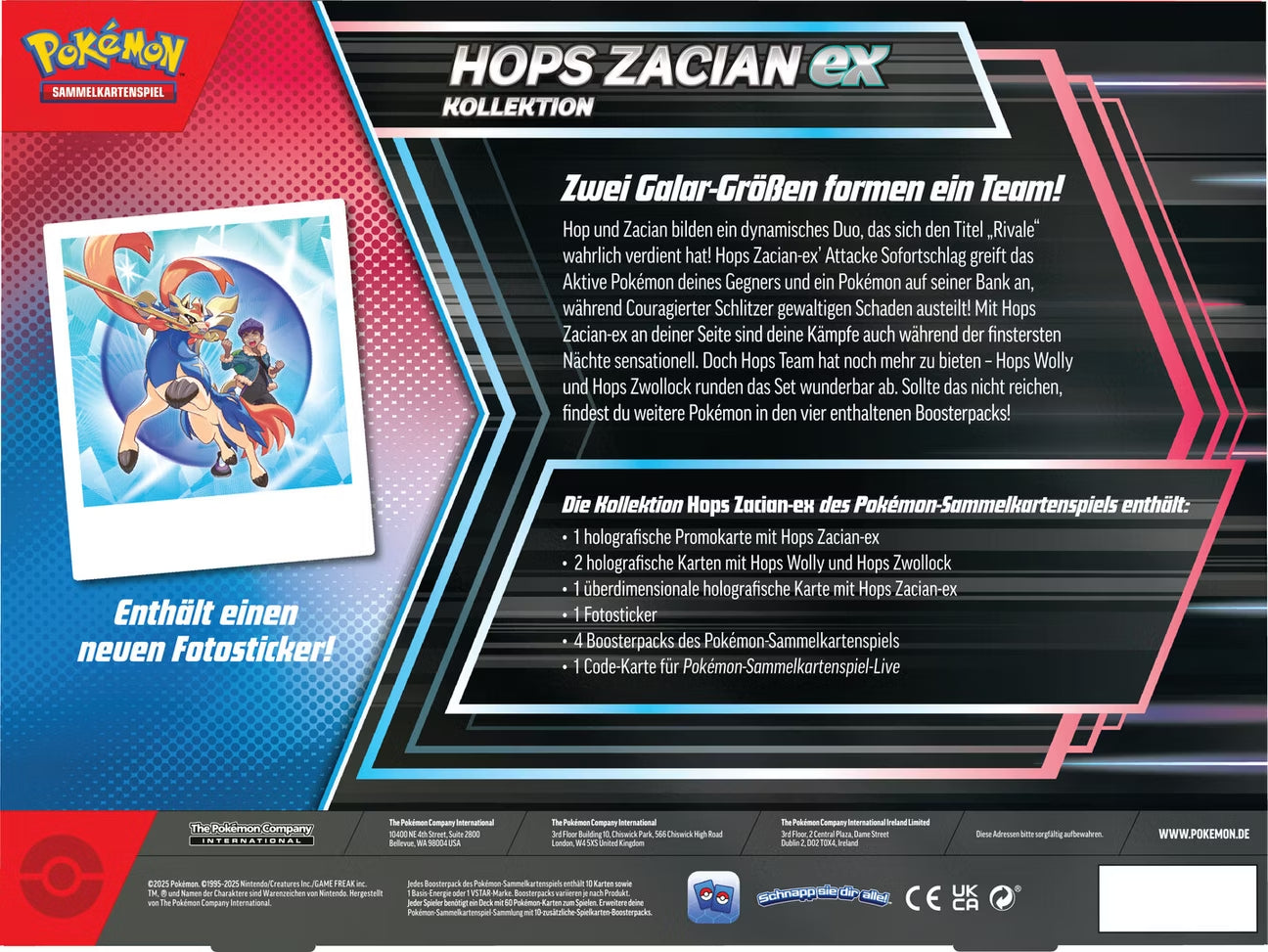 Pokémon Hops & Zacian‑ex Kollektion - Deutsch