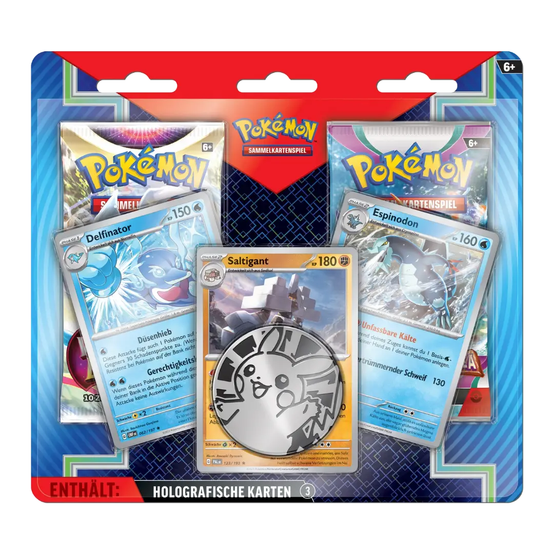 Pokémon Delfinator / Espinodon / Saltigant 2‑Pack‑Blister - Deutsch