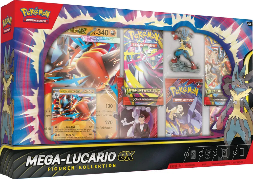 Pokémon Figuren-Kollektion Mega-Lucario-ex (Deutsch) – Premium Sammlerbox.