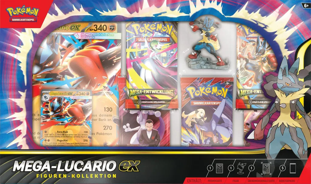 Pokémon Figuren-Kollektion Mega-Lucario-ex (Deutsch) – Premium Sammlerbox.