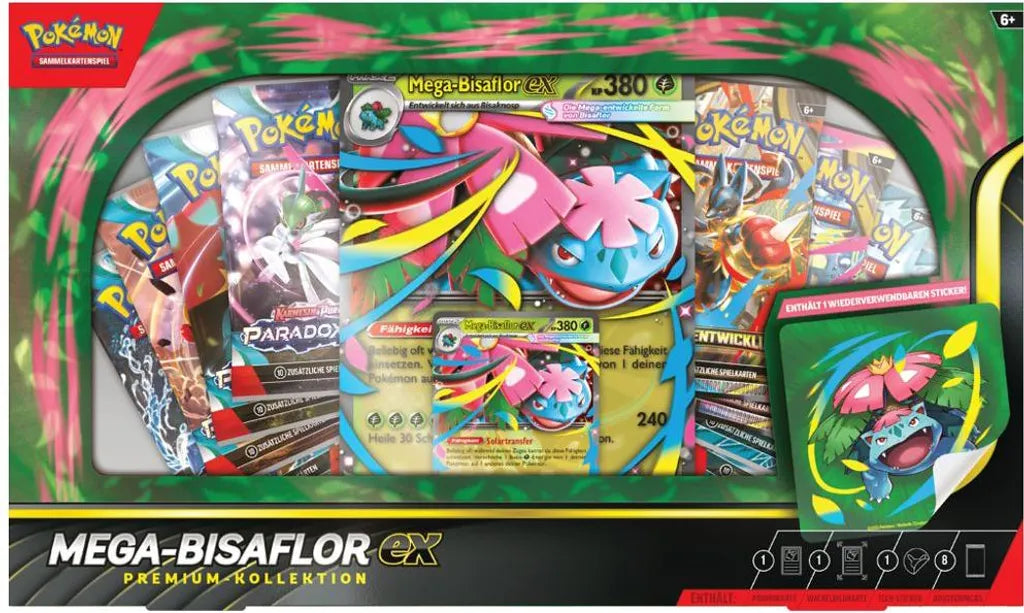 Pokémon Premium-Kollektion Mega-Bisaflor-ex (Deutsch) – 8 Booster, Promo & Jumbo-Karte.