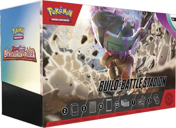 Entwicklungen in Paldea Build & Battle Stadion Box – 2 Decks + 11 Booster Packs